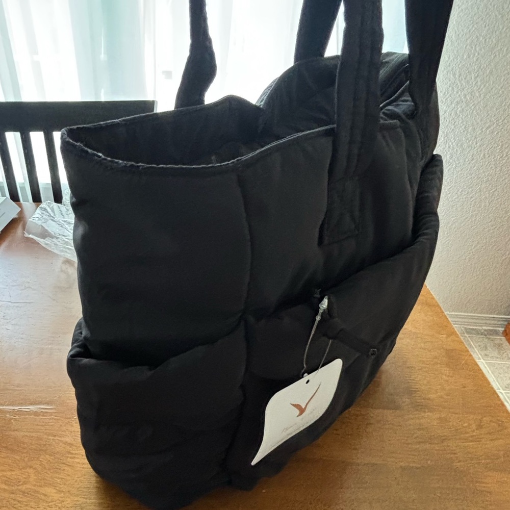 Black Quilted Puffer Tote Bag - Women